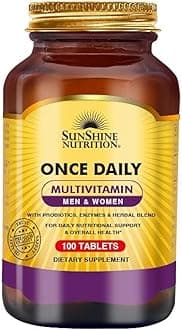 Once Daily Multivitamin Men & Women | With Probiotics, Enzyme & Herbal Blend | To Supports Immune Health | Overall Health | Digestive Health | 100 Tablets
