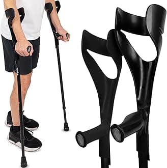 Vive Forearm Crutches (Pair) - Adjustable, Lightweight Arm Crutches Forearm for Adults - Ergonomic Arm Crutch Cuff and Comfortable Handles - Heavy Duty Crutches Non Slip Skid Replaceable Rubber Tips