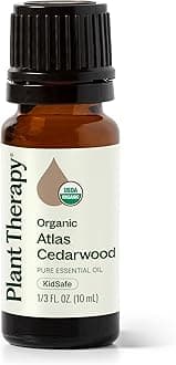 Plant Therapy Organic Atlas Cedarwood Essential Oil, 10 mL (1/3 oz), 100% Pure and Undiluted, USDA Certified Organic, for Essential Oil Diffusers and DIY Skincare