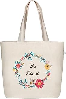 Eco Right Large Canvas Tote Bag for Women, Tote Handbags for Women with Zipper & Inner Pocket for College, Shopping, Office