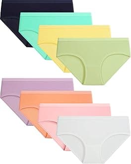 Teen Girls Underwear Cotton Panties Briefs Solid Color Pack of 8