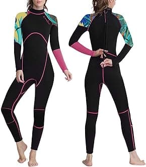 OMGear Wetsuit Men Women 3mm Neoprene Full Body UV Protection One Piece Long Sleeves Scuba Diving Suits Back Zipper Swimsuit for Scuba Diving Surf Snorkeling Swimming