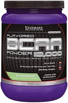 Ultimate Nutrition Flavored BCAA Powder - Caffeine Free with 3g Leucine 1.5g Valine 1.5g Isoleucine - Post Workout Amino Acid Supplement, Grape, 30 Servings