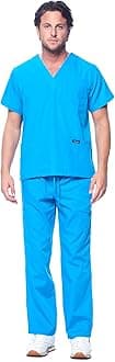 Dagacci Scrubs for Men Set - V-Neck Scrub Top and Cargo Pants - 8 Pockets Men Scrubs Set