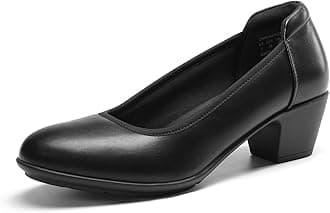 DREAM PAIRS Women's Low Chunky Heels Comfortable Block Work Pumps Closed Round Toe Dress Shoes for Office Business