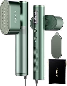 Jack ＆ Rose Clothes Steamer,100-240V Dual Voltage Travel Steamer Clothing, 15s Fast Heat Up,Portable Handheld Steamer for Clothes,2 in 1 Garment Steamer&Iron for Global,UK& Europe Travel,Home