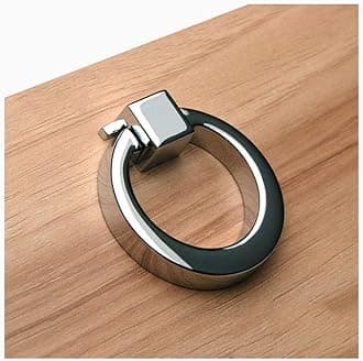 VIBORG-HK Deluxe Chrome Kitchen Cabinet Knobs Drawer Pulls, Modern Minimalism Ring Knobs and Pulls for Cabinets Drawers Cupboards Dressers, Zinc-Alloy,SA-915 (10-Pack Ring knobs)