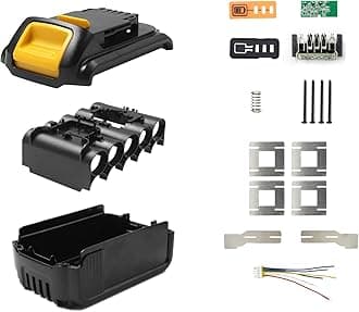 18V 20V 4.0Ah 5.0Ah 10-Cell 18650 Battery Case Parts Cover Replacement for Dewalt DCB200, DCB201, DCB203, DCB204, DCB205 Battery Repair DIY Kit(No Battery Cell Included)