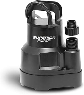 Superior Pump 91016 Thermoplastic Oil-free Utility Pump, 1/6 HP, Black