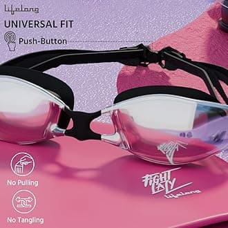 Lifelong Swimming Combo Kit for Women - Swim Cap, Swimming Goggles with Earplug Attached, Nose Clip & Microfibre Towel - Easy Fit Swimming Accessories - Waterproof Swimming Cap - Anti-Fog Swim Glasses