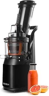 Fridja f1900 Cold Press Juicer, 240W Masticating Slow Juicer with 78mm (3”) BPA-Free Wide Chute, Black Stainless Steel body, Juice, Vegan Nut Milks, Sorbet, Ice Cream, Easy to Clean