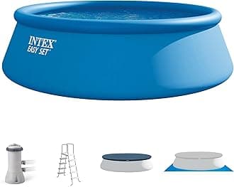 Intex Easy Set 15 ft x 48in Above Ground Pool Set, Round Inflatable Swimming Pool with 1000 GPH Cartridge Filter Pump, Ladder, Cover, & Ground Cloth