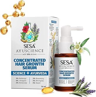Ayuscience 3% Redensyl, 4% Anagain, 2% Kerascalp Hair Growth Serum With Rosemary, Bhringraj, Neem For Hair Growth Strengthens Roots Controls Hair Fall - 30ml