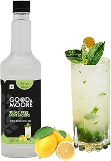 GOOD&MOORE Sugar free Mint Mojito Syrup | For Cocktail, Mocktail, Sodas, Ice-teas and more | Diabetic Friendly | Concentrated Syrup | Ready to mix | Premium Syrup | 25.36 fl.oz/ 750ml | Perfect for gifting at Diwali, Thanksgiving and Christmas | Festive Gifts