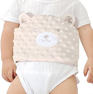 Baby Colic and Gas Relief - Cassia Seed Heated Tummy Wrap,Infant Warming Pad Belly Band Gripe Belt Relieves and Soothes Gas,Bloating and Upset Stomach (Beige)