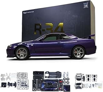 Capo 1/8 RC Racing Car Skylinee GTR R34 Remote Control Drift Vehicle Kit Model Assembled/Unpainted Purple