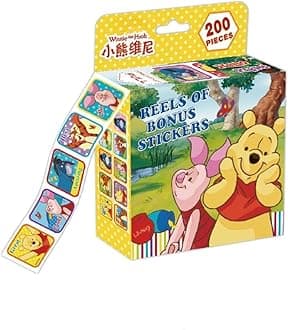 200pcs Kids Toddlers Princess Elsa Mickey Mouse Dinosaur Stickers Party Bag Fillers Boys Girls Teachers as Reward Craft Scrapbooking in Box Gift Set (Winnie The Pooh)