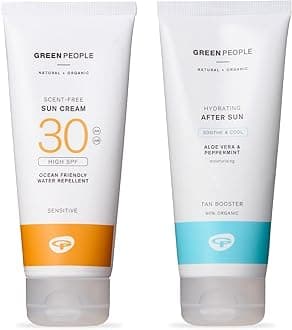 – Scent Free Sun Cream SPF30 + After Sun - Natural, Organic Sunscreen for Sensitive Skin - Non Greasy, Reef Safe - 2x200ml