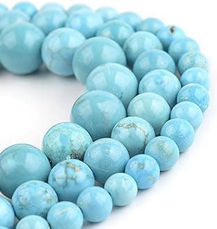 Natural Gemstone Beads 6mm Blue Turquoise Beads Polished Round Smooth Stone Beads for Jewelry Making Adults DIY Bracelet 15 Inch(Blue Turquoise,6mm)
