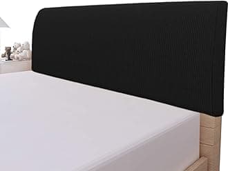 Easy-Going Stretch Bed Headboard Cover,Small Square Jacquard Headboard Slipcover, Dustproof Bed Head Cover for Bedroom (Queen,Black)
