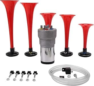 FARBIN Musical Air Horns Plays Dixieland Melody Music Horn Dixie Air Horn Multi-frequency Sound Five Trumpet Dixie Truck Horn with Compressor for Any Vehicle (DIXLAND Musical Horns)