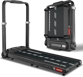 PowerMax Fitness JOGPAD 4HP Motorized Foldable Treadmill for Home Use with Handle, Remote Control, Max User 120kg, Top Speed 12kmph, Running Deck 1080mmx400mm, Bluetooth, Speaker, Mobile Holder
