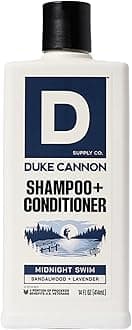 Duke Cannon Supply Co. 2-in-1 Hair Wash - Masculine Scent - Gentle Cleansing Hair Wash For Men - Stimulating Hair Shampoo & Conditioner - Strengthens Hair - Midnight Swim Shampoo/Conditoner (14 oz)