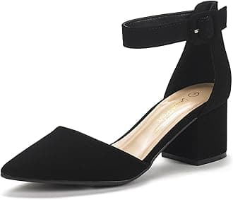 DREAM PAIRS Separate Pumps, Low Heels, 2.0 inches (5 cm), Chunky Heels, Ankle Strap, Pointed Toe, Women's, Easy to Walk