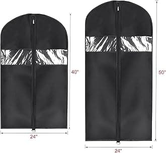 Univivi Hanging Garment Bags Suit Bag for Storage and Travel 40/50 inch,(Set of 6) Anti-Moth Protector, Washable Suit Cover for T-Shirt, Jacket, Suits, Dresses, Coats, [Upgraded Version]