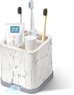 Small Toothbrush Holder for Bathroom Detachable for Easy Clean 5 Slots Electric Toothbrush & Toothpaste Caddy for Family & Kids on Bathroom Vanity, Sink, and countertop