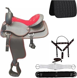 Classic Quality Handmade Western Synthetic Lightweight Comfort Barrel Racing Trail Tack Equestrian Horse Saddle All Accessories Included Size 10-18 inches Seat Available