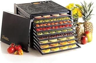 Electric Food Dehydrator Machine 9-Tray with 26-Hour Timer, Automatic Shut Off Accurate Temperature Control and Fast Drying with 15 Square Feet of Drying Space, 600-Watts, Black