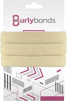Burlybands - The Ultimate Hair Ties for Thick Heavy or Curly Hair. No Slipping Damage Breaking or Stretching Out. Seamless Ponytail Holders Scrunchies Sports Hair Ties for Thick Hair (Blonde 3 Pcs)