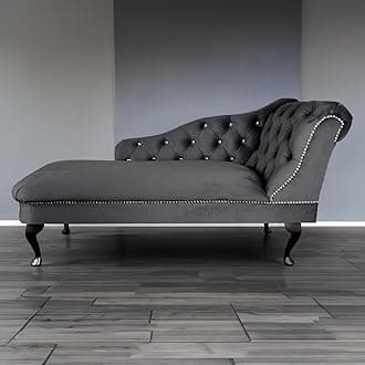 RegentTufted Chaise Lounge Sofa & Seating Handmade Velvet Living Room Bedroom Hallway Black Accent Chair (Right Hand, Grey)