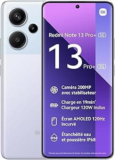 XIAOMIRedmi Note 13 Pro+ 5G (256GB + 8GB) 6.67" 200Mp Triple (for Tmobile Mint Tello & Global) Global Version Unlocked (Aurora Purple)