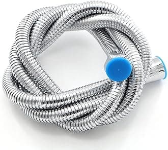 Flexible Water Shower Hose Tube 1.5 for Home Bathroom Shower Water Hose Extension Plumbing Pipe Pulling Stainless Steel (Silver 1.5m)