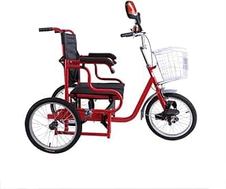 Human-Powered Pedal Tricycle Adult 3-Wheel Foldable Hand-Push Wheelchair Mobility Bike for the Elderly 150Kg Weight-Bearing Widened Seat Paste Pedal