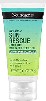 Sun Rescue After Sun Medicated Relief Gel with 0.45% Camphor External Analgesic For Cooling & Soothing, Painful Sunburn & Itch Relief, Fragrance-Free 3 Oz