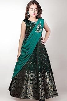 White Button Girl's Blue Foil A-Line Maxi Dress Gown