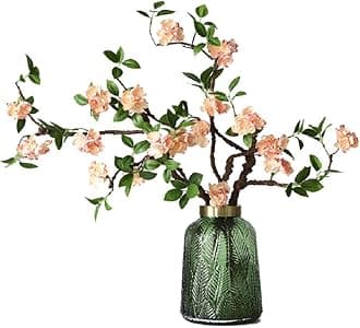 WEISPARK Artificial Flowers, 2pcs Fake Cherry Blossom Branches 31 Inch Long Stem Silk Flowers for DIY Vase Home Hotel Office Wedding Party Garden Decor (Champagne)
