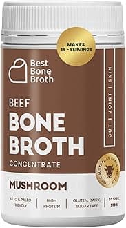 Beef Bone Broth Concentrate with Mushrooms | Help Improve Joints, Skin, & Gut | Liquid Collagen Amino Acids | Keto, High Protein, Gluten Free | Made from Grass-Fed Beef - 35 Servings / 8.7 liters