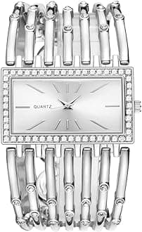 Women Girls Elegant Cuff Dress Bangle Bracelet Crystal Strap Analog Quartz Wristwatches