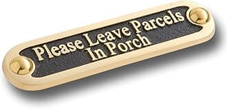 The Metal Foundry Please Leave Parcels In Porch Metal Door Sign. Traditional Style Home Decor Accessories Door Or Wall Brass Plaque. Handmade In England.
