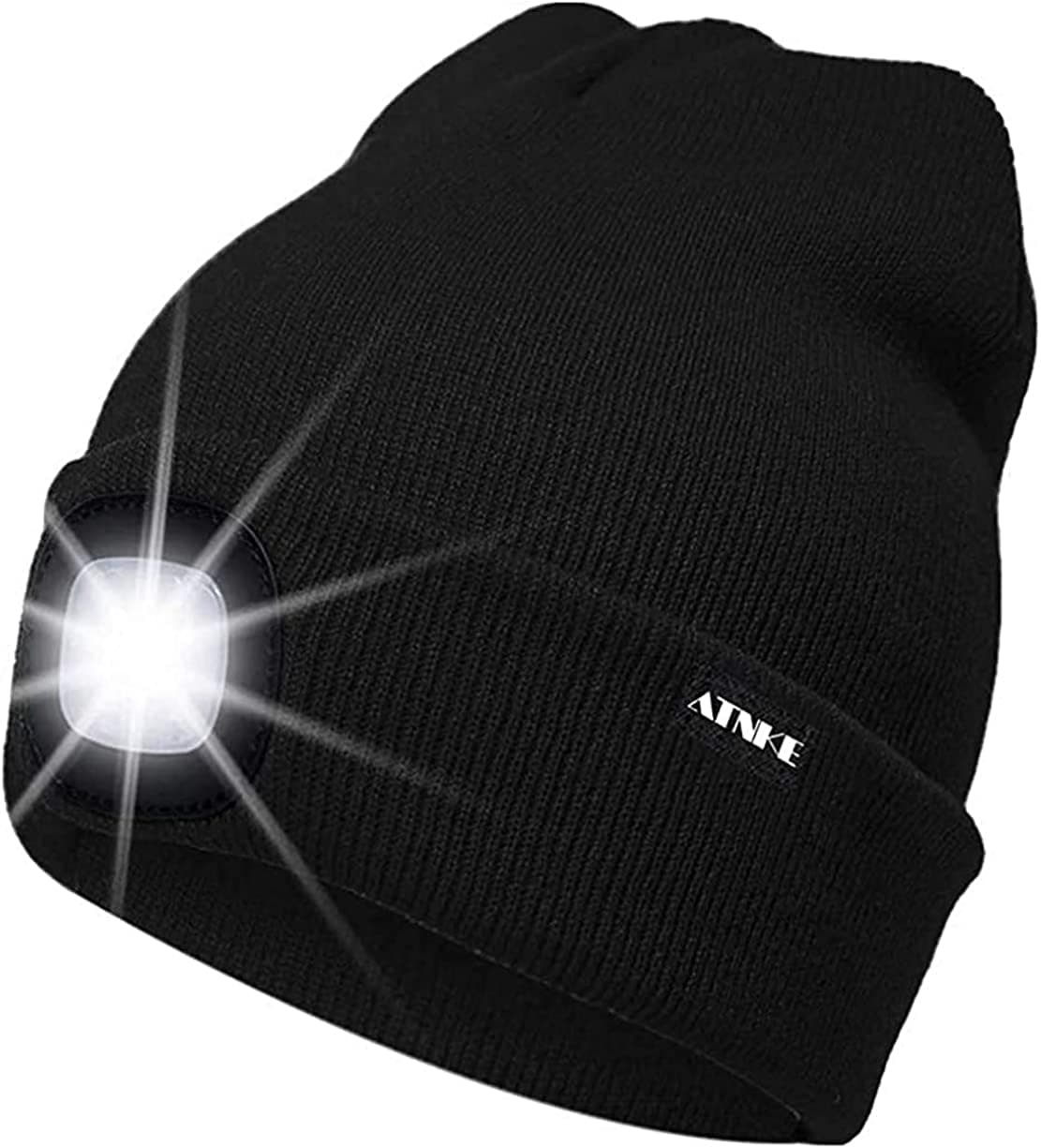LED Lighted Beanie Cap,USB Rechargeable Running Hat Ultra Bright 4 LED Waterproof Light Winter Warm Gifts for Men and Women