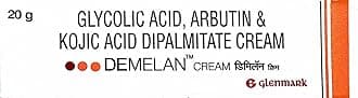 Glenmark Demelan Hyperpigmentation Cream for Dark Spots on Face and Body, As Shown in Image, 20 gm, (Model: KT-SM-013)