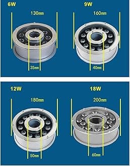 LED Ring Fountain Lamp - Submersible RGB Lights, 12/24V Park Square LED Underwater Light, Waterproof IP68 Embedded Fountain Pool Spotlight, Stainless Steel Color Landscape Lights(6w(24V))