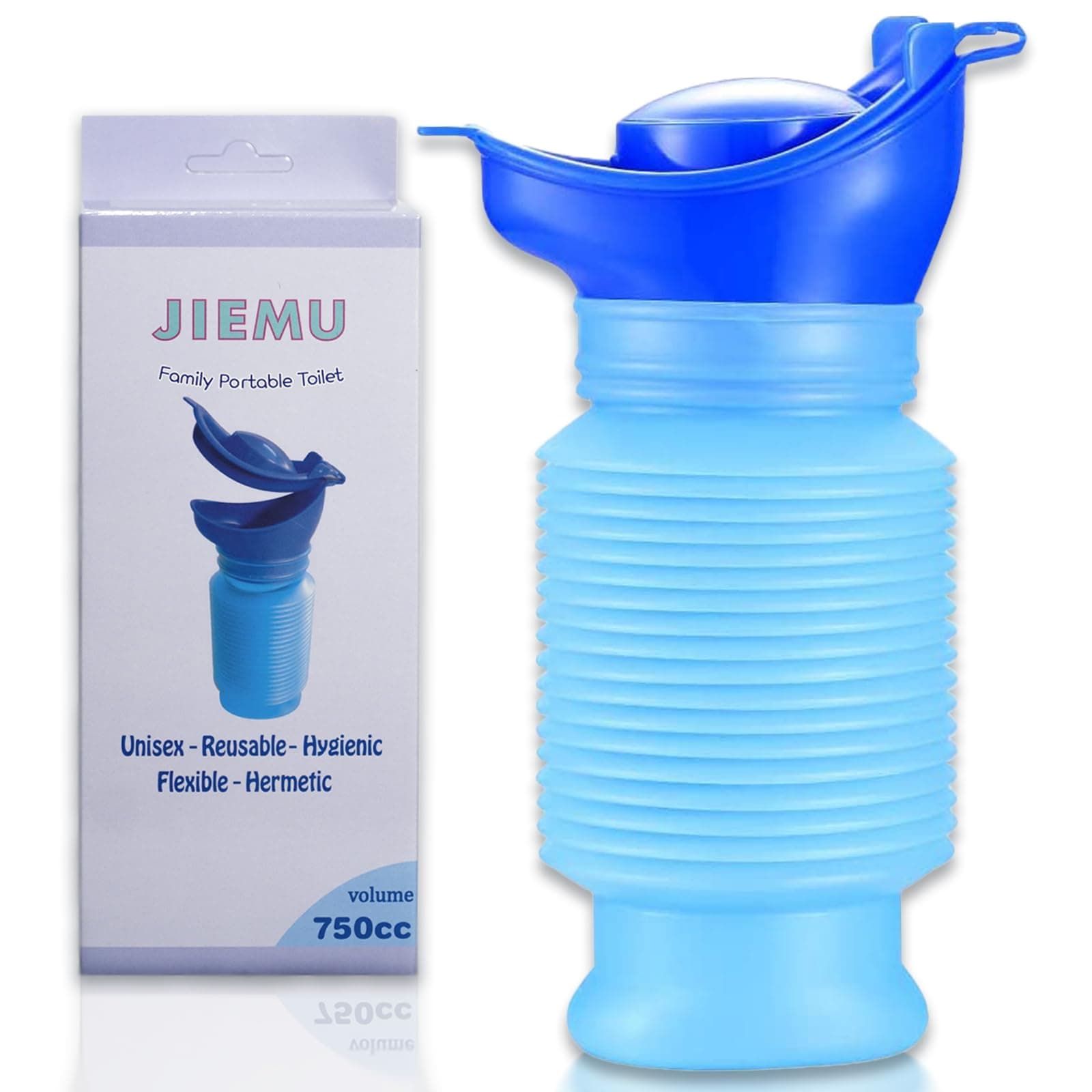 Topcloud Shrinkable Urinal, 750ml Male Female Portable Mobile Toilet Potty Pee Urine Bottle, Reusable Emergency Urinal for Camping Car Travel Traffic Jam and Queuing