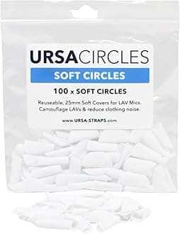 URSA Soft Circles Mic Tape: Reusable Lav Mic Tape Soft Covers | Wind Shield and Camouflage for Lavalier Mics | 100x Soft Lavalier Tape Circles | Microphone Tape White
