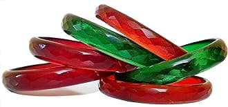 Swara Creations Glass bangles Kada set/Red Green Mehrun color for women (set of 6)