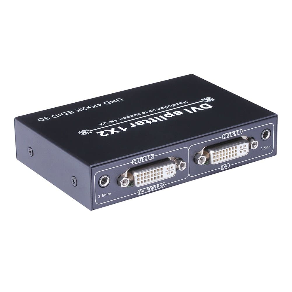 DVI Splitter 1 Input 2 Outputs dual DVI-D splitter Support Full HD 1080p 4K*2K UHD EDID 3D display port 2xdvi-i splitter dongle for TV HDTV